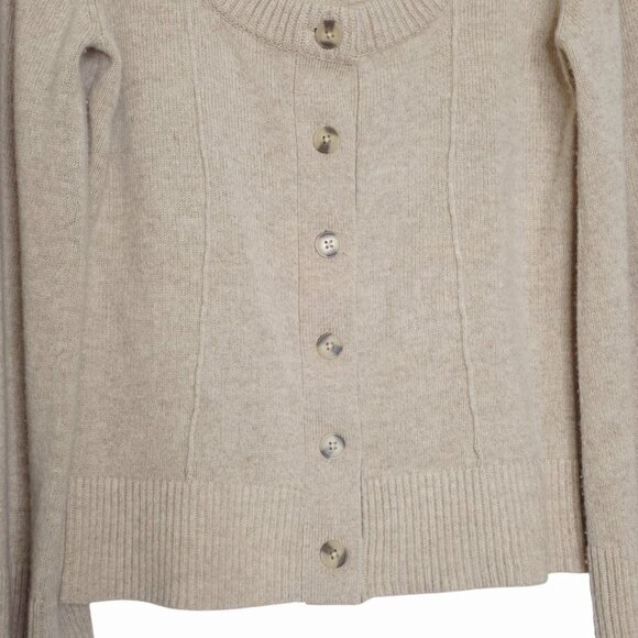 Reformation Karina Regenerative Wool Linen Tan Scoop Neck Cardigan Size L - Picture 6 of 12